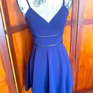 Royal blue spaghetti strap fit and flair, NWT